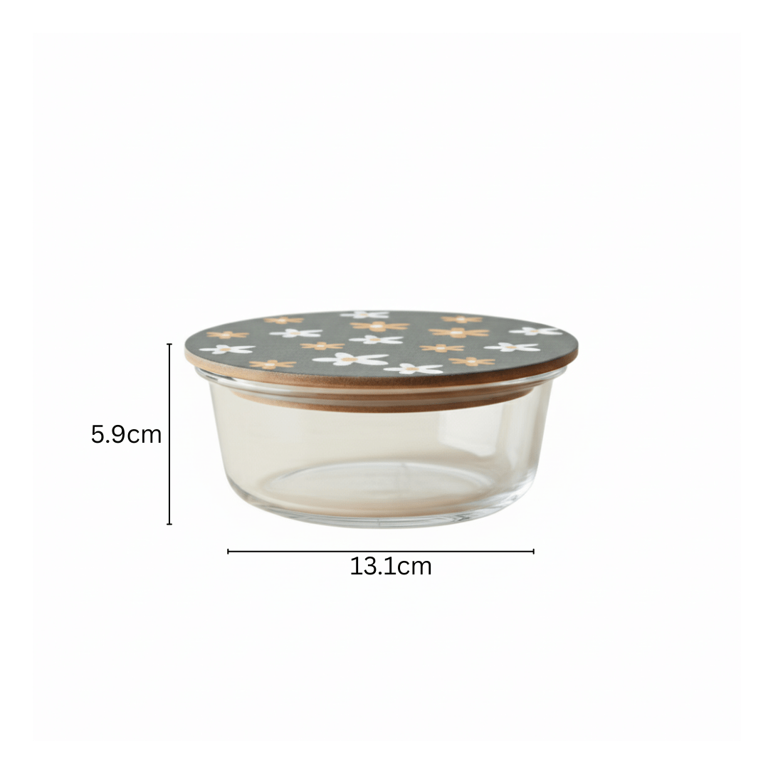 Round Borosilicate Glass Food Container with Printed Lid(400ml)