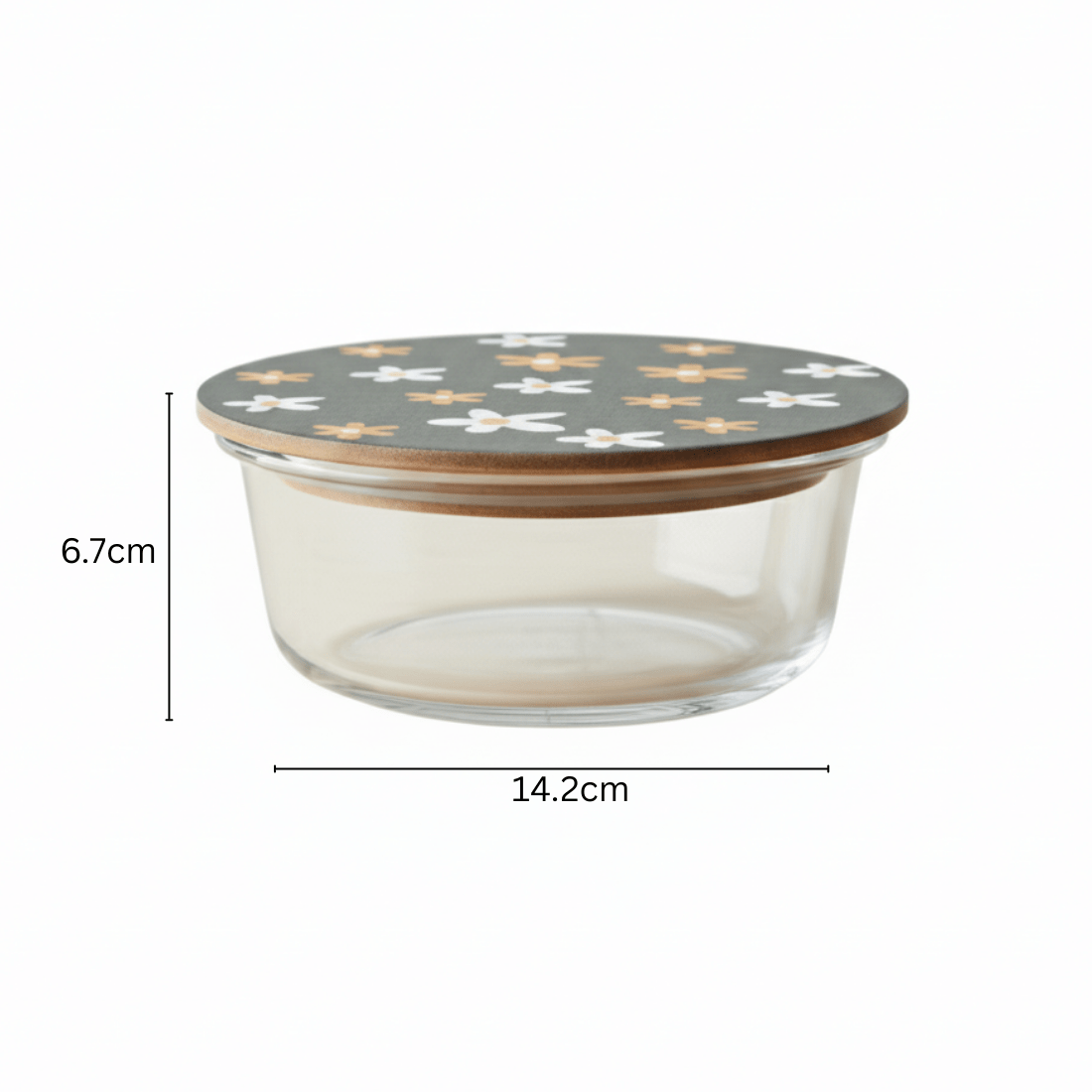 Round Borosilicate Glass Food Container with Printed Lid(650ml)