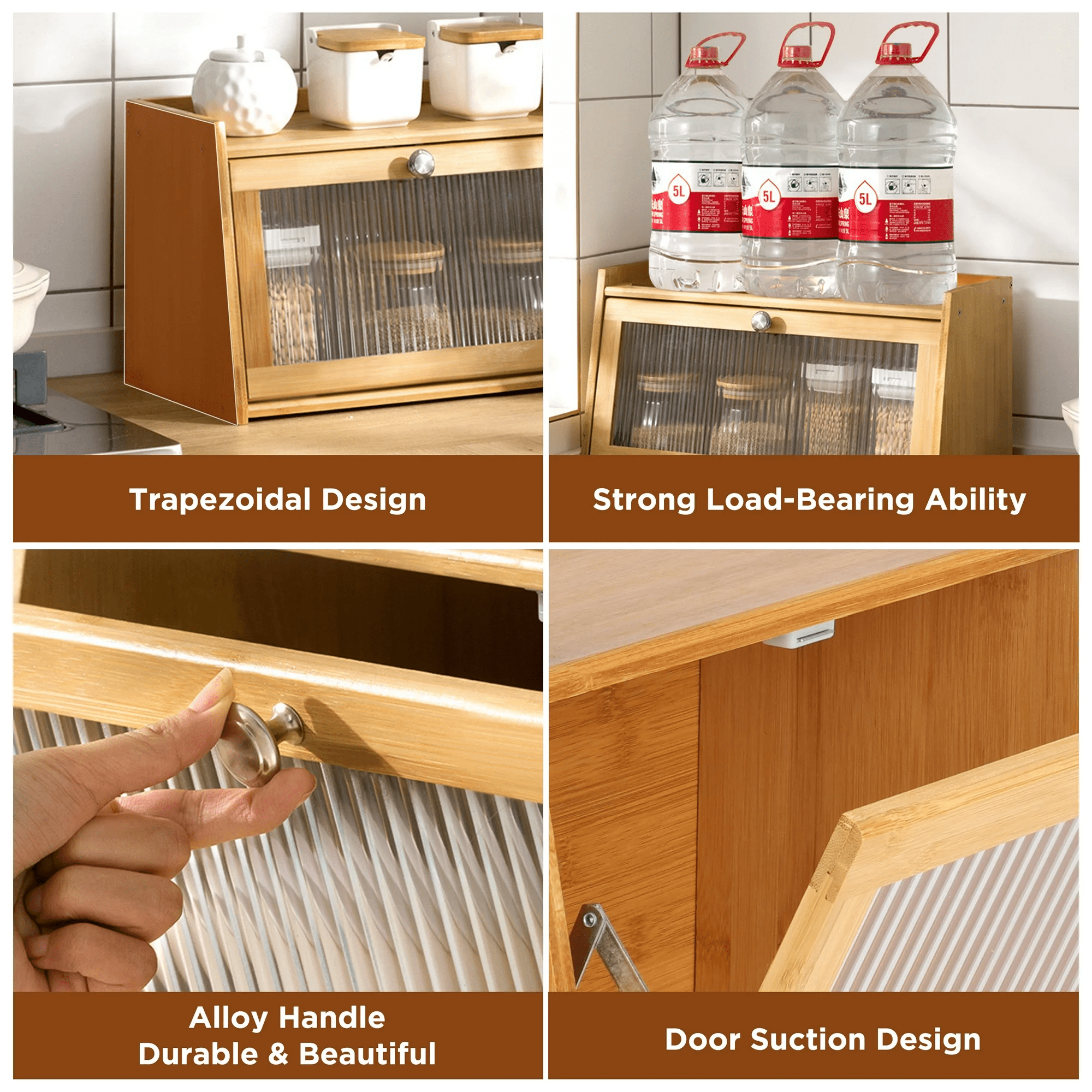 Multifunctional Bamboo Wood Kitchen Countertop Storage Rack(Brown-50cm)