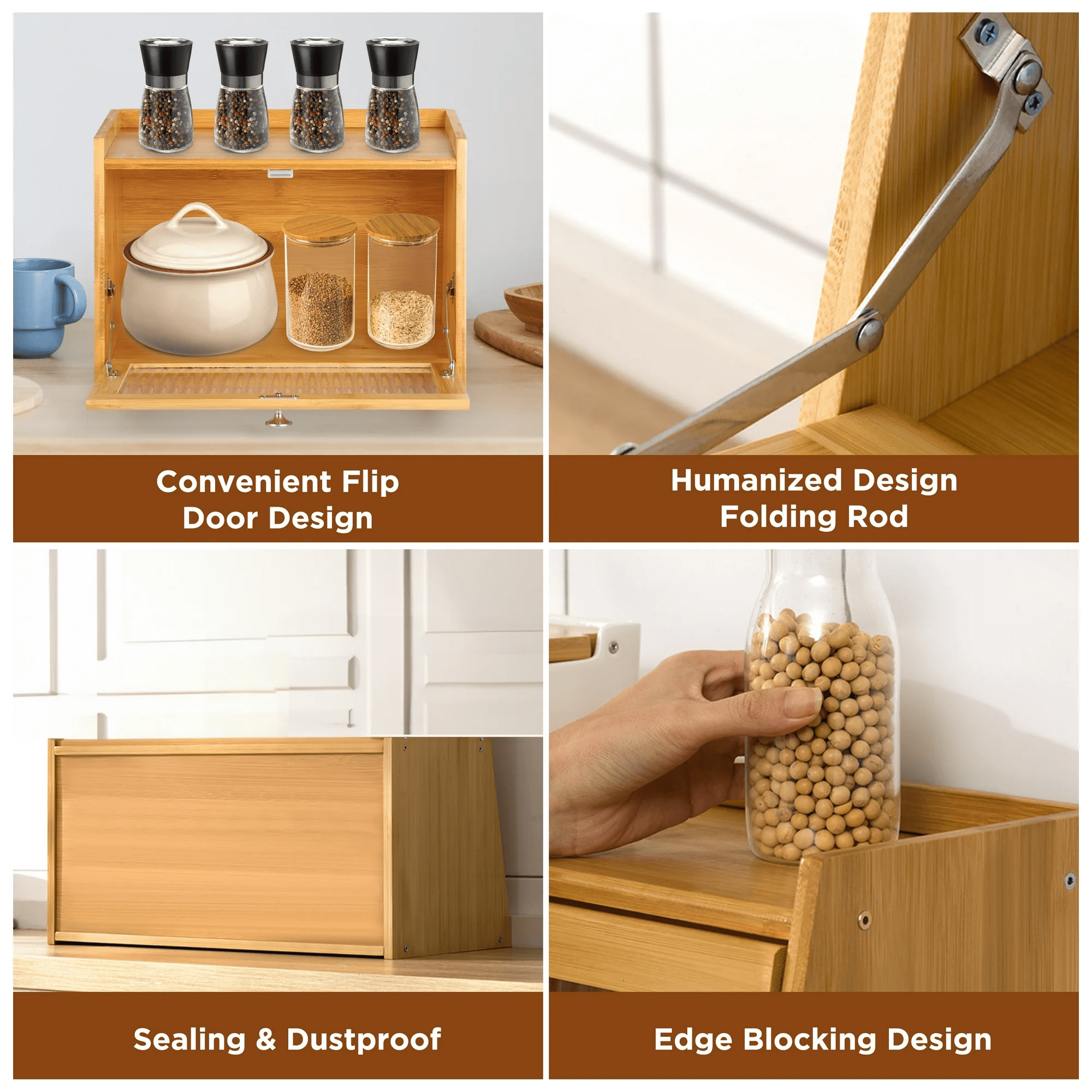 Multifunctional Bamboo Wood Kitchen Countertop Storage Rack(50cm)