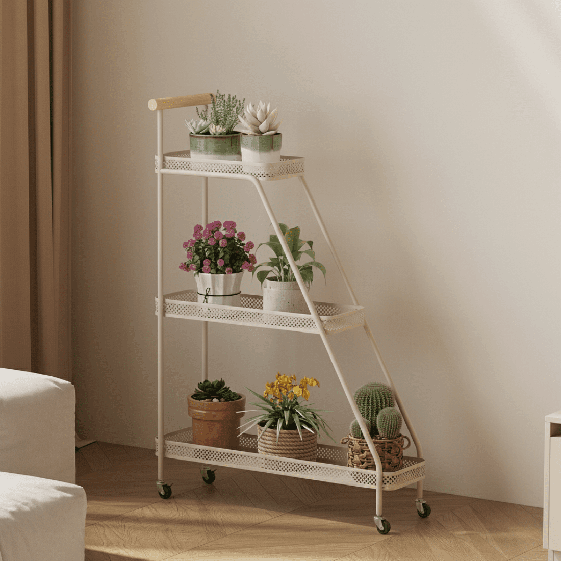 Multi-Tier Movable Metal Plant Stand