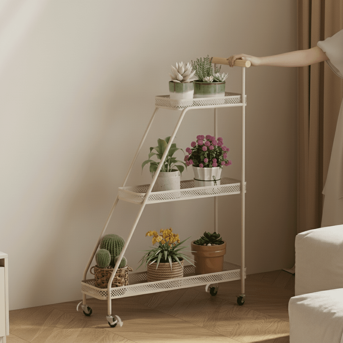 Multi-Tier Movable Metal Plant Stand