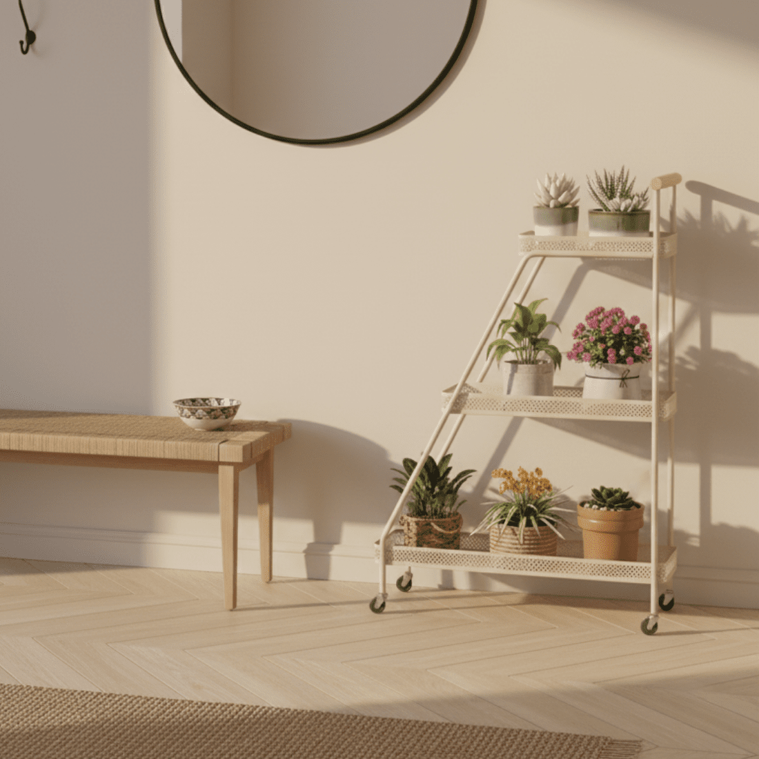 Multi-Tier Movable Metal Plant Stand