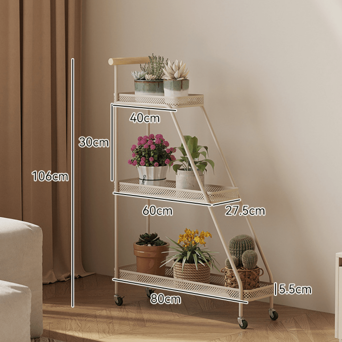 Multi-Tier Movable Metal Plant Stand