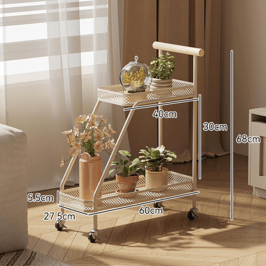 Multi-Tier Movable Metal Plant Stand