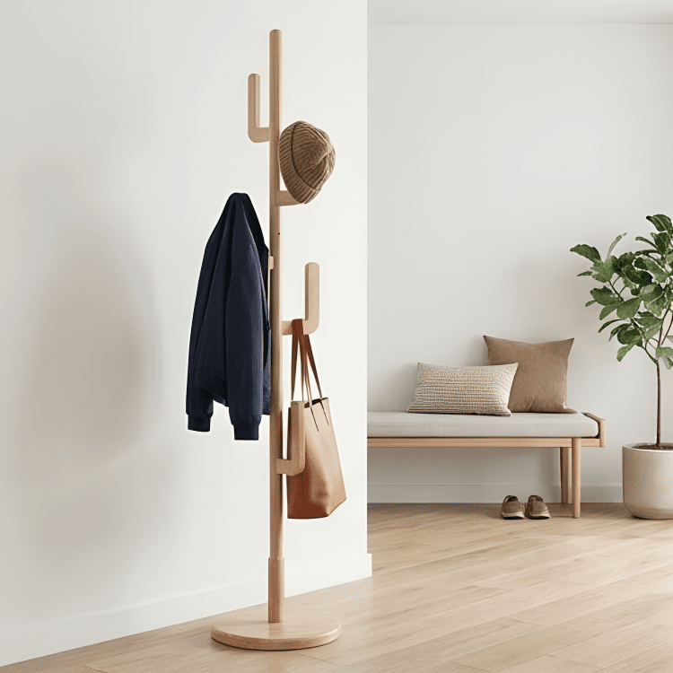 Solid Wood Freestanding Clothes Hanger Stand