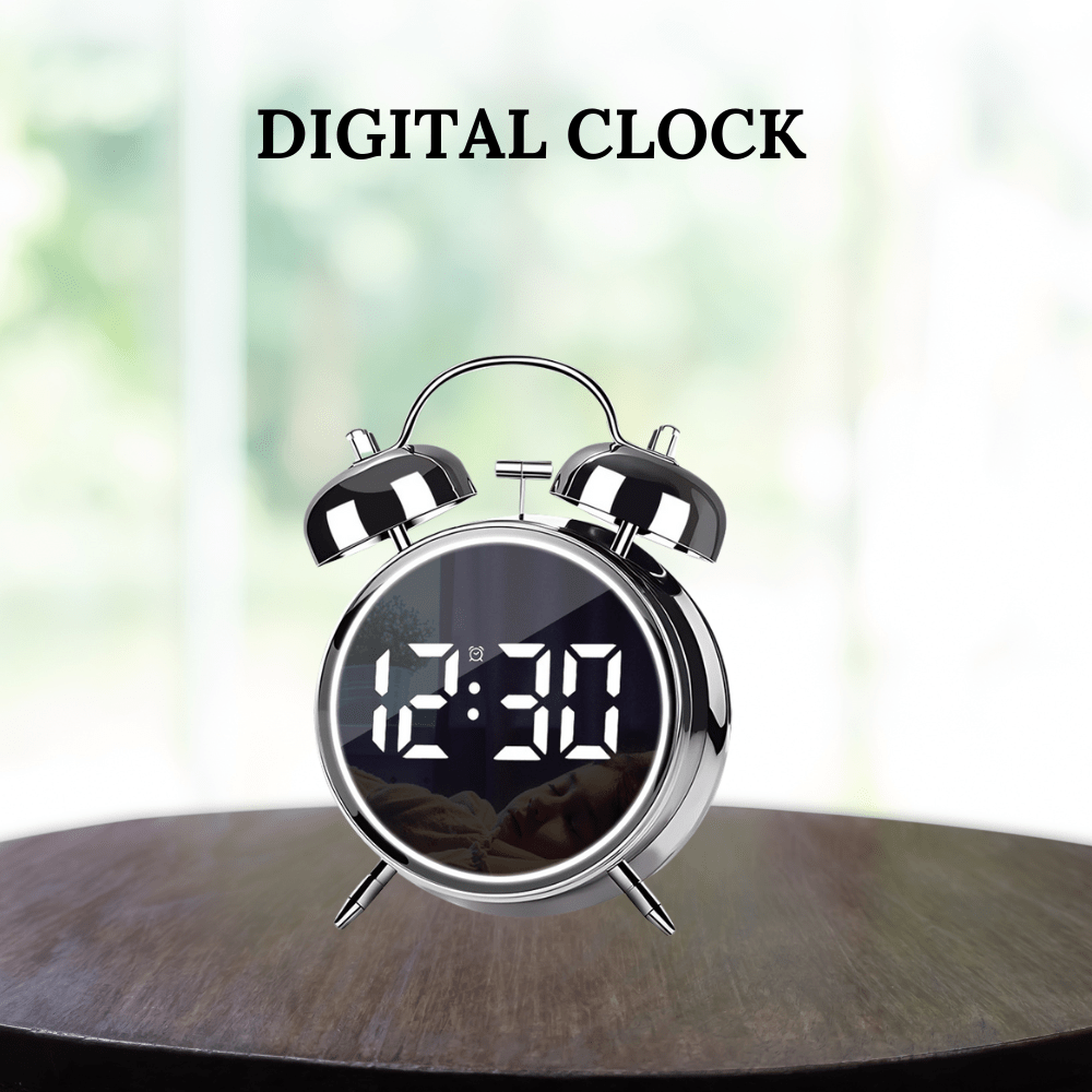LED Display Twin Bell Metal Clock