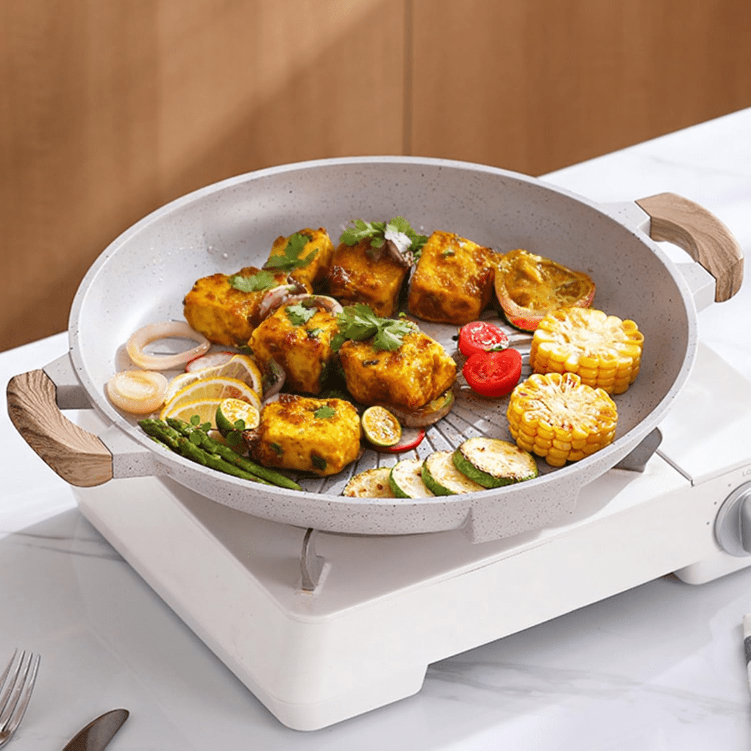 Non-Stick Aluminum Medical Stone Grill Pan(33cm)