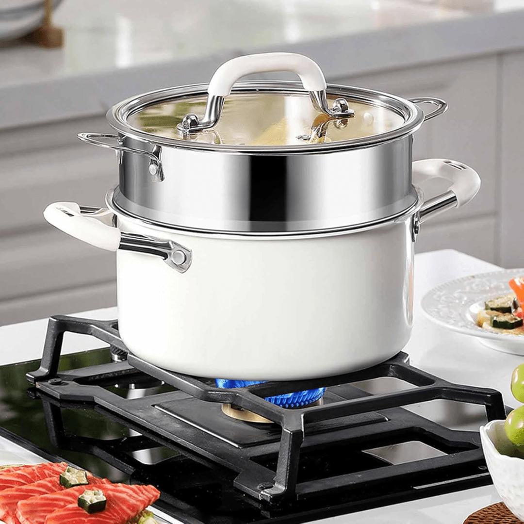 Multi-Purpose Stainless Steel Cooking Pot with Ceramic Exterior(6.5L)