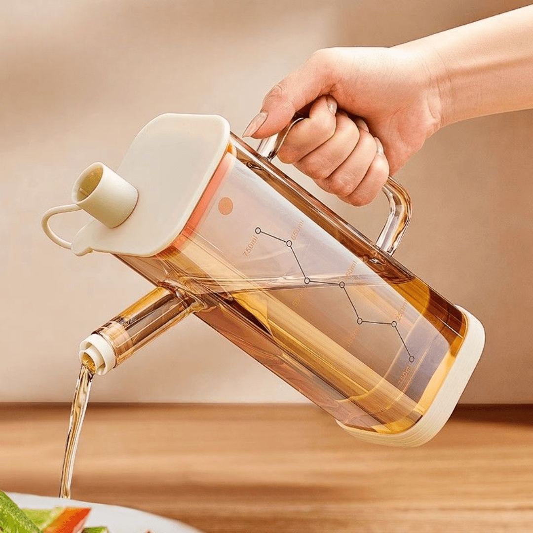 Multi-Functional Oil Glass Dispenser with Silicone Guard