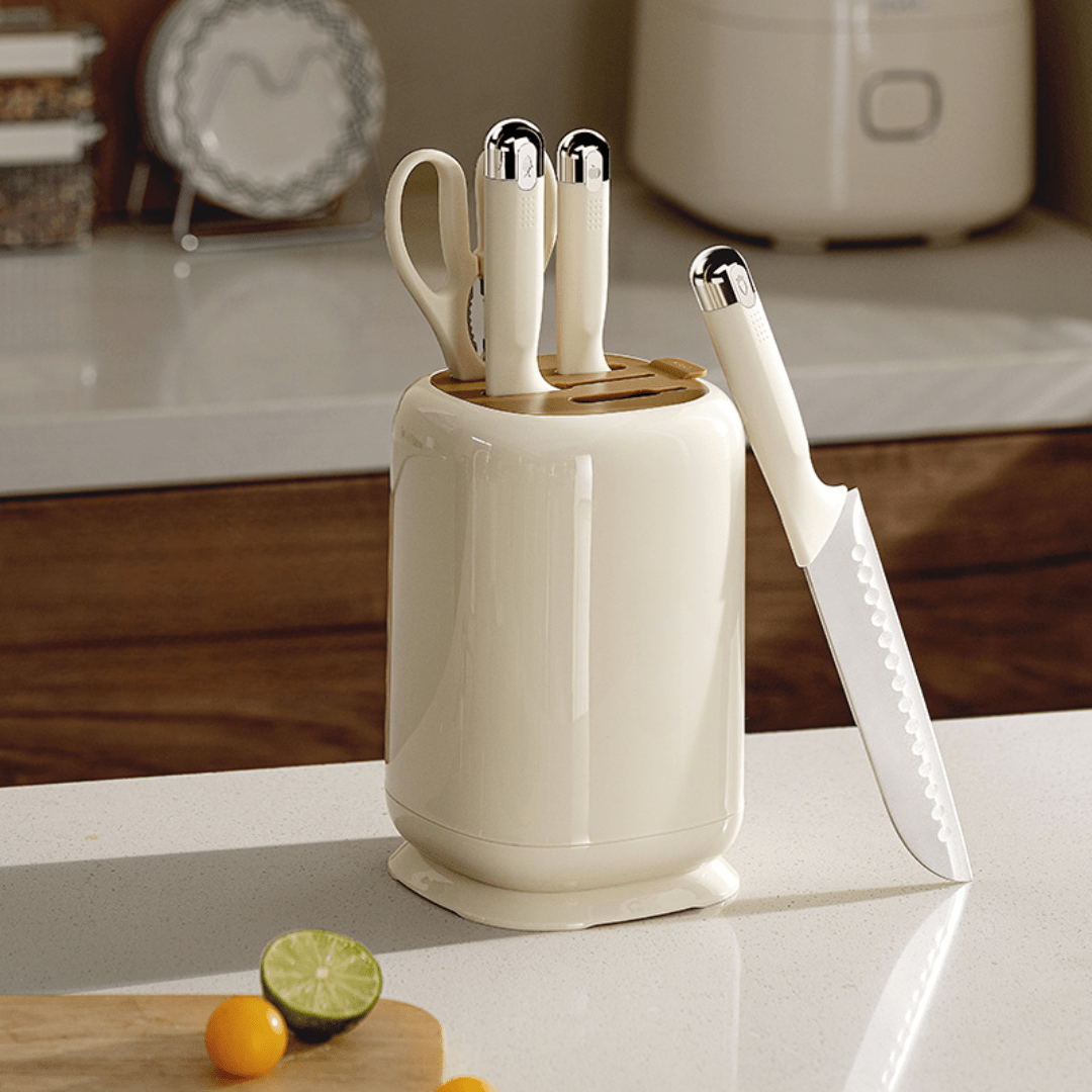 Ergonomic Stainless Steel Kitchen Knife Set with Holder