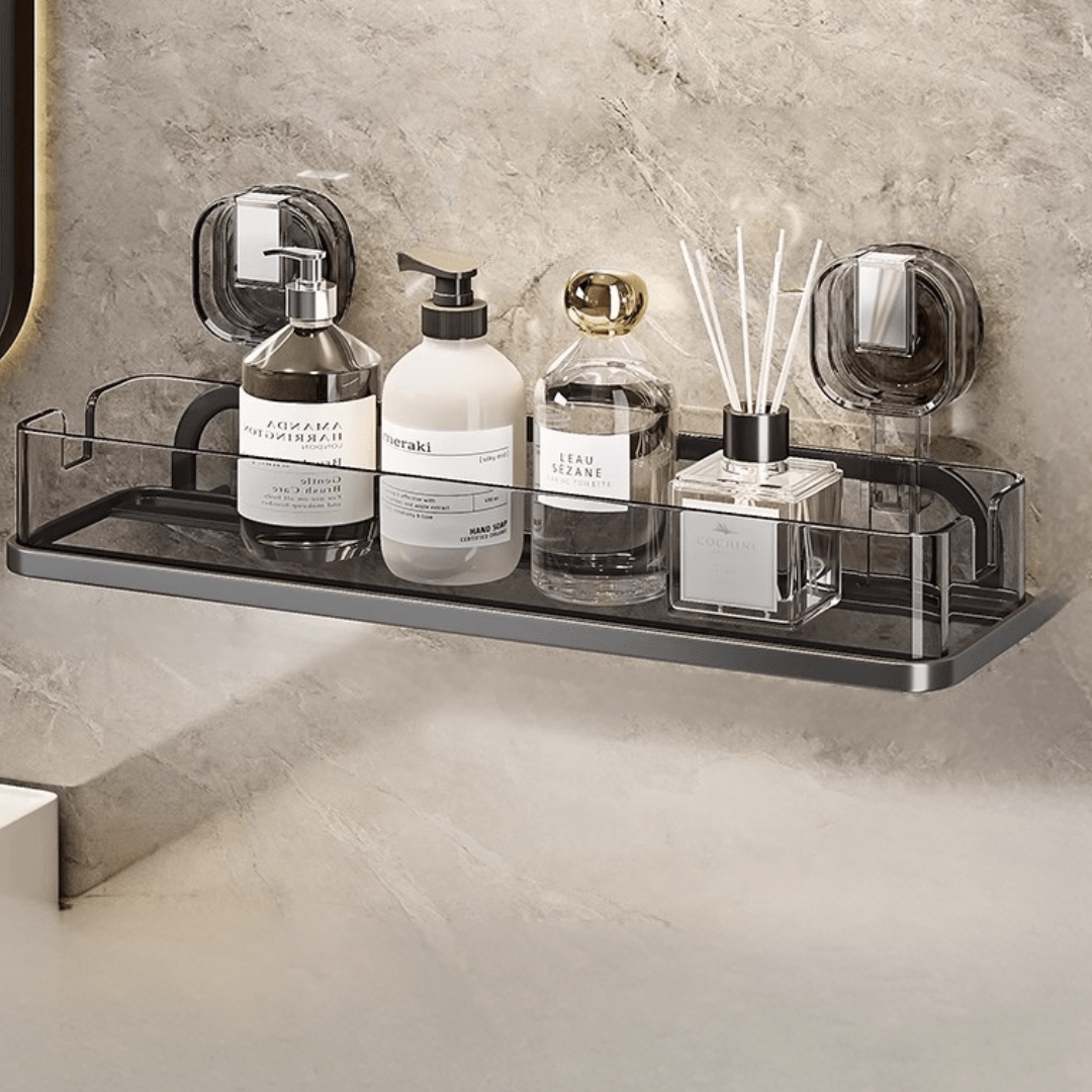 Multi-Purpose Punch-Free Transparent Suction Cup Wall Mounted Storage Rack