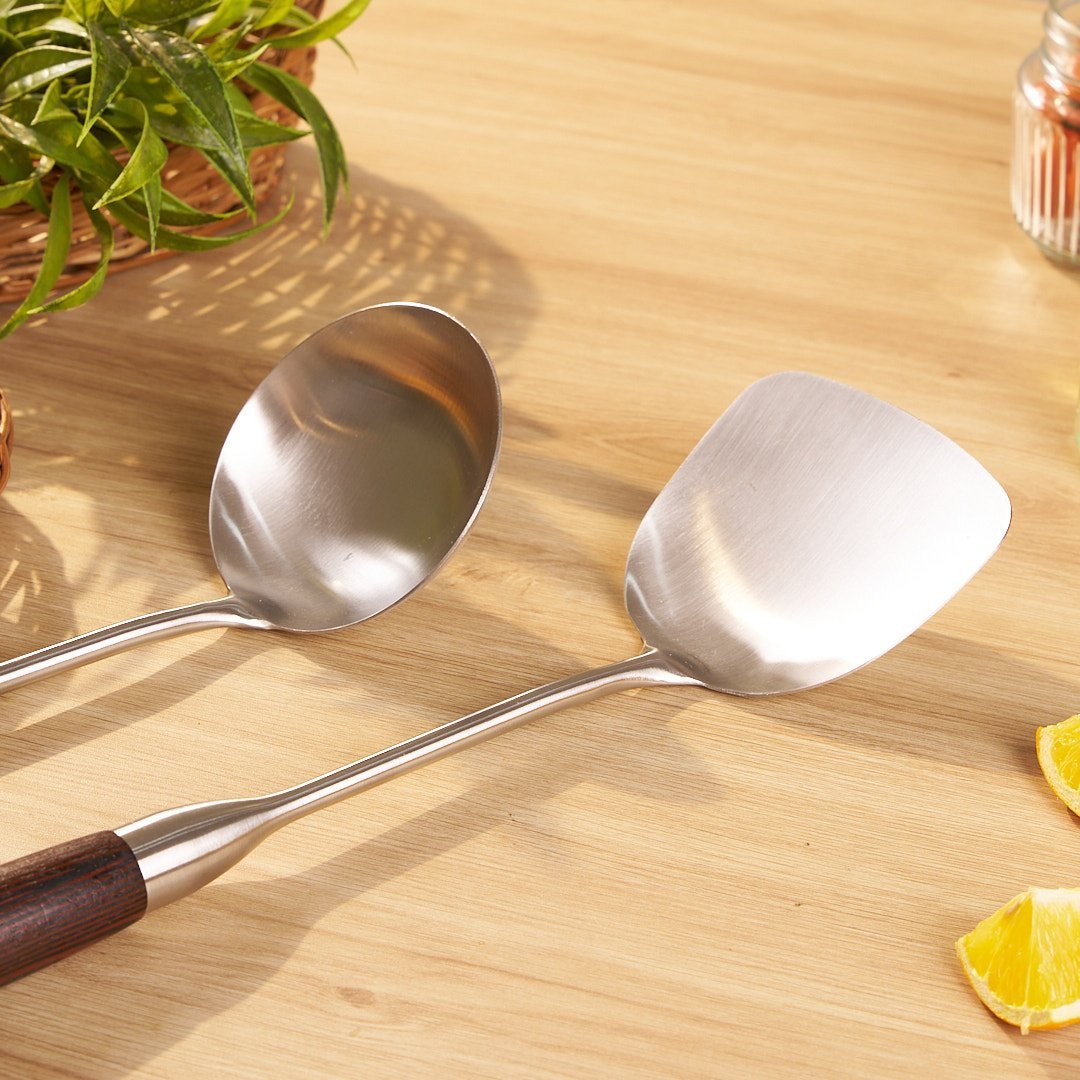 Stainless Steel Kitchen Frying Spoon (2 Piece Set)