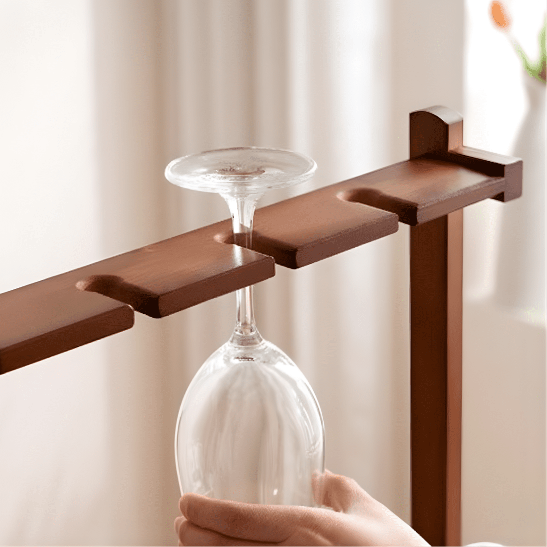Compact Bamboo Wine Rack with Glass Holder