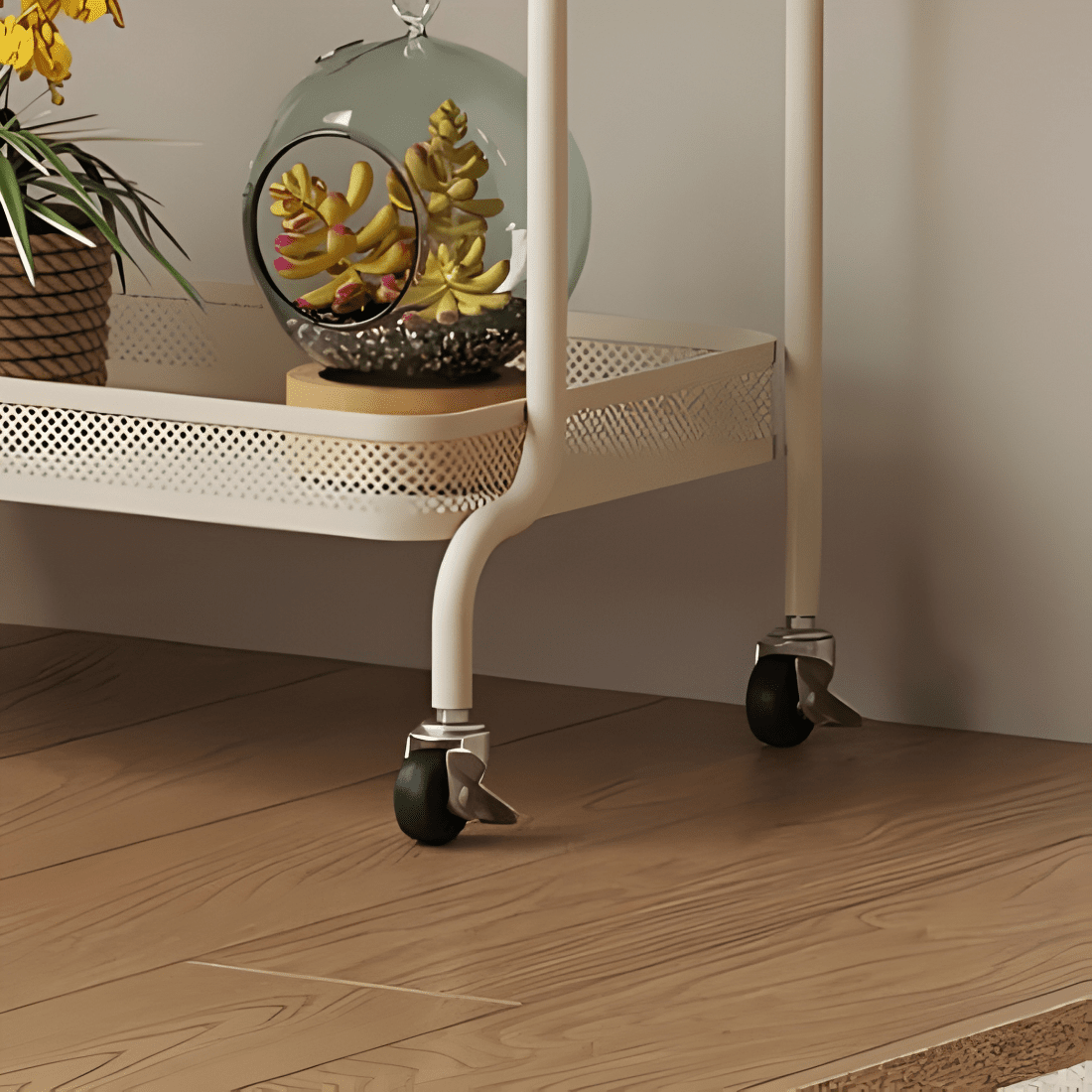 Multi-Tier Movable Metal Plant Stand with Wheels