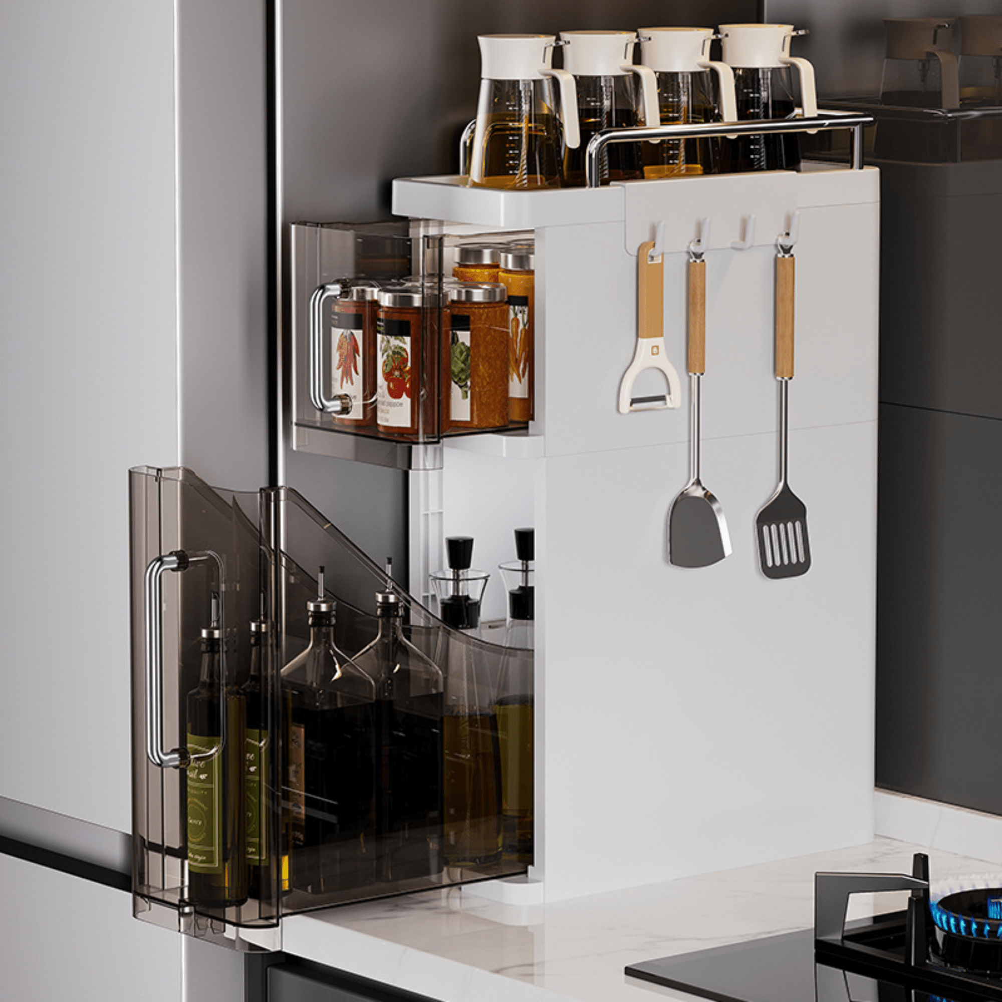 Transparent Multi-Layer Plastic Pull-Out Storage Cabinet – (15.5cm)