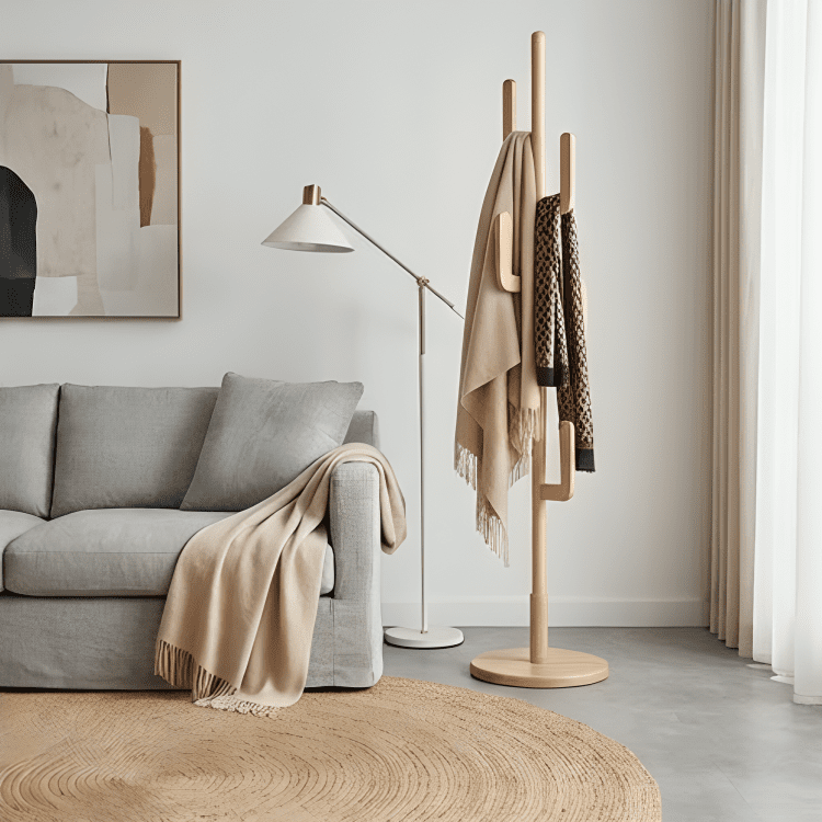 Solid Wood Freestanding Clothes Hanger Stand