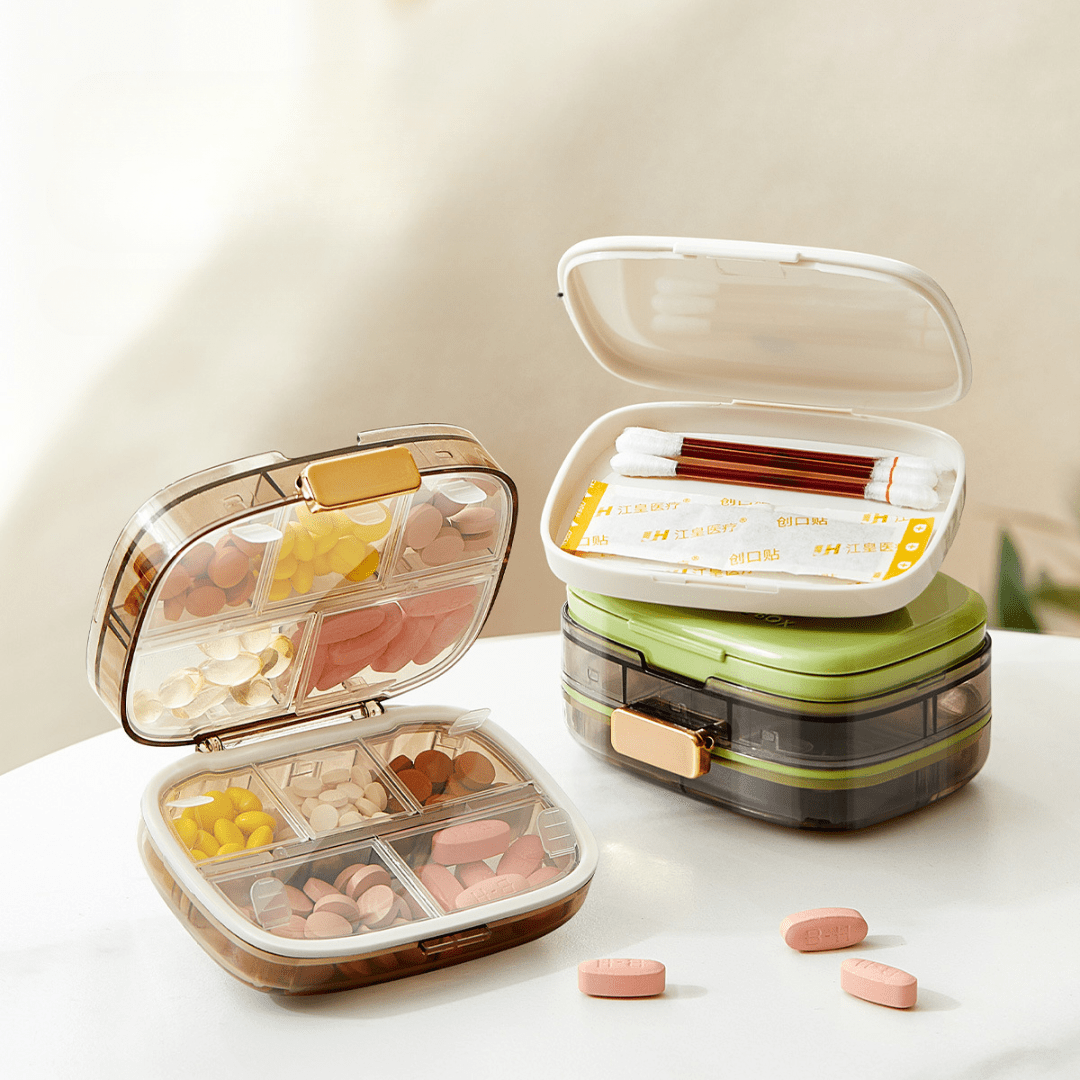 Three-Layer Portable Weekly Pill Organizer Box with Moisture Seal