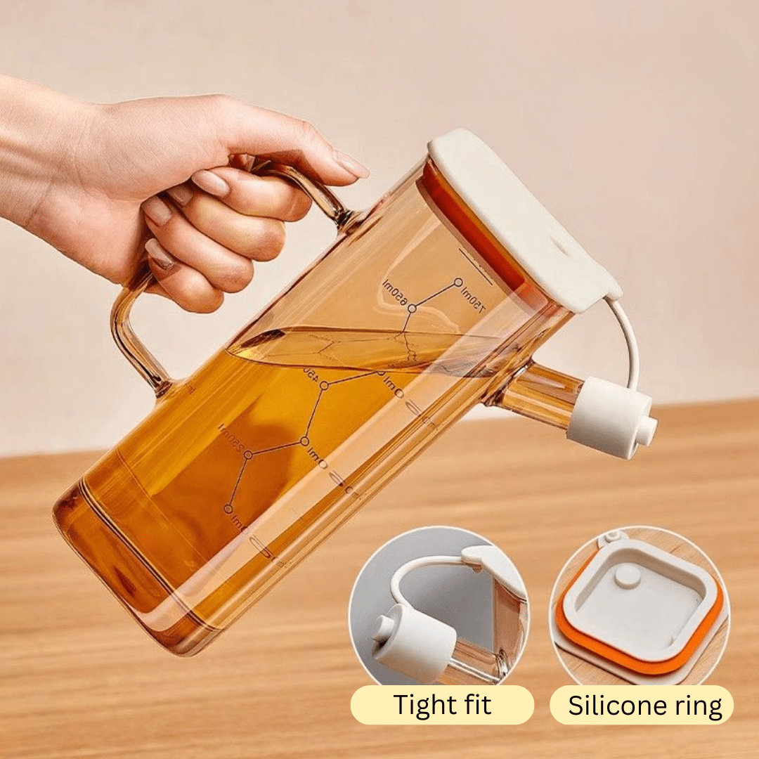Multi-Functional Oil Glass Dispenser with Silicone Guard
