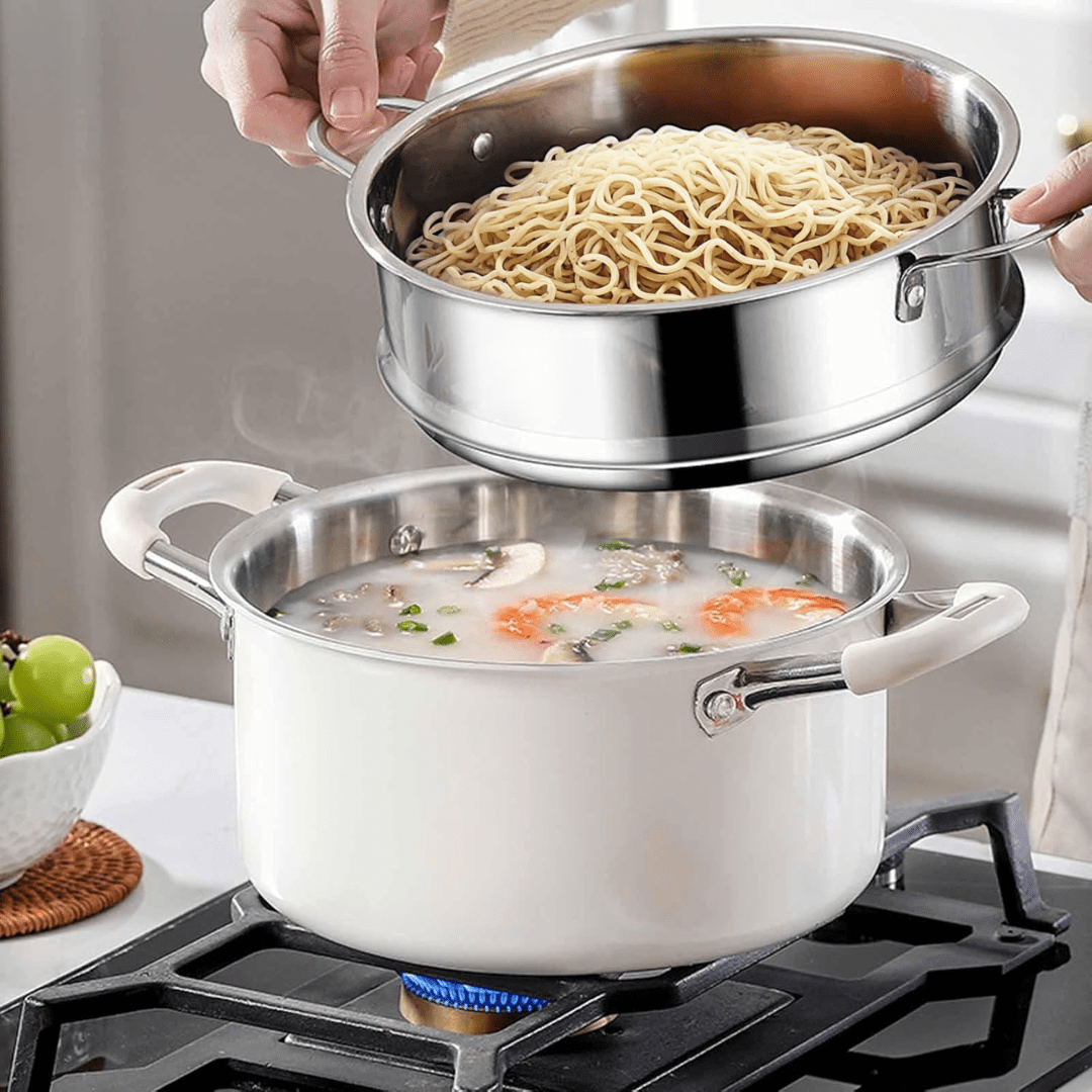 Multi-Purpose Stainless Steel Cooking Pot with Ceramic Exterior(6.5L)