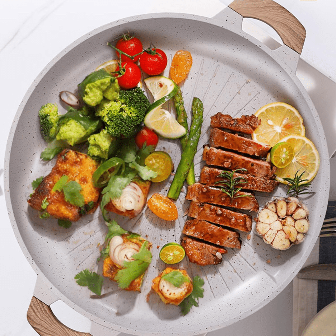 Non-Stick Aluminum Medical Stone Grill Pan(33cm)