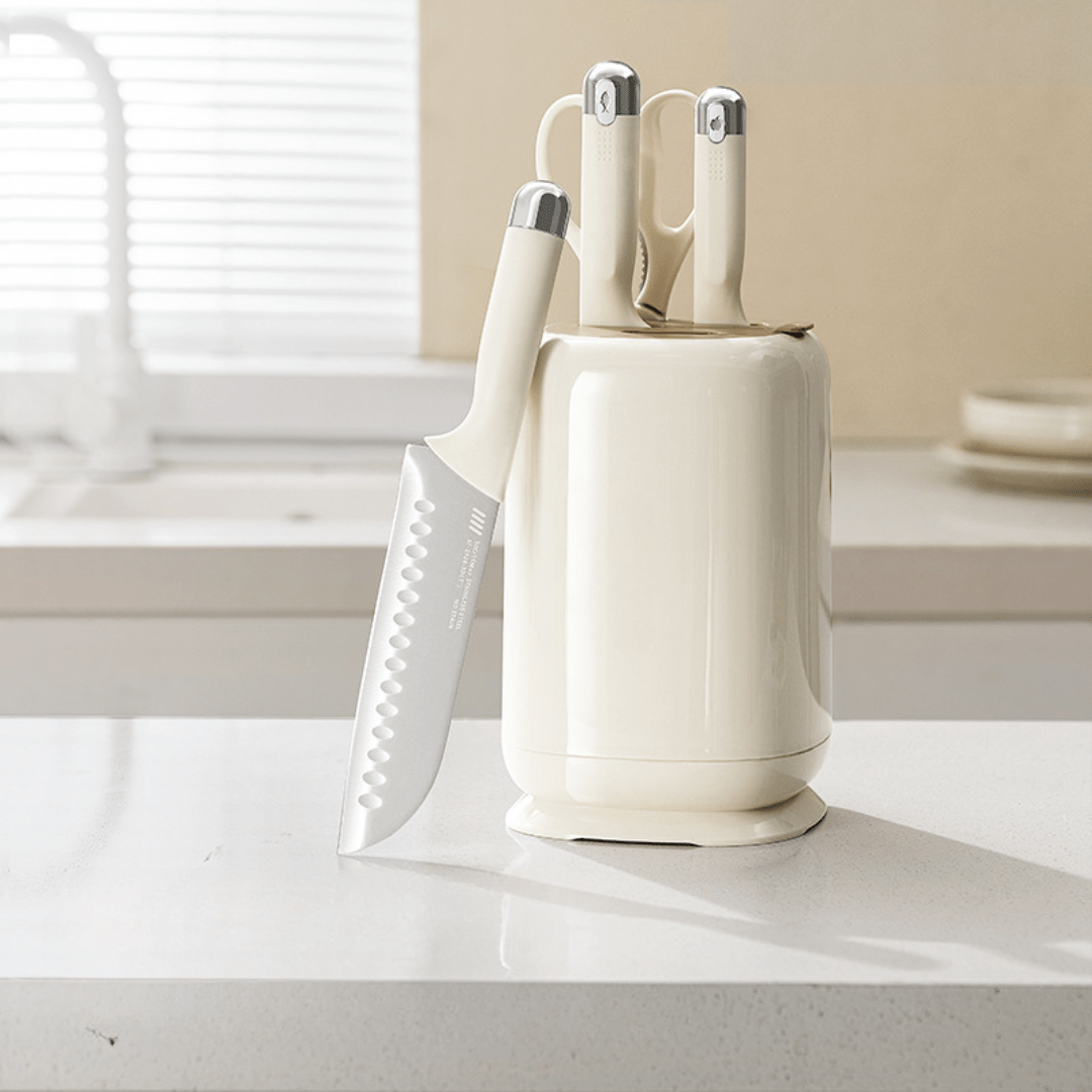 Ergonomic Stainless Steel Kitchen Knife Set with Holder