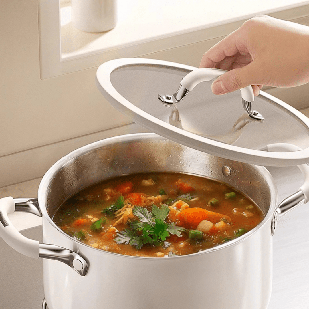 Multi-Purpose Stainless Steel Cooking Pot with Ceramic Exterior(6.5L)