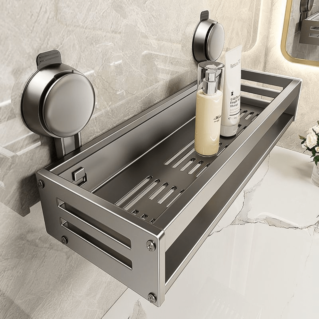 Punch-Free Suction Cup Wall-Mounted Bathroom Storage Rack