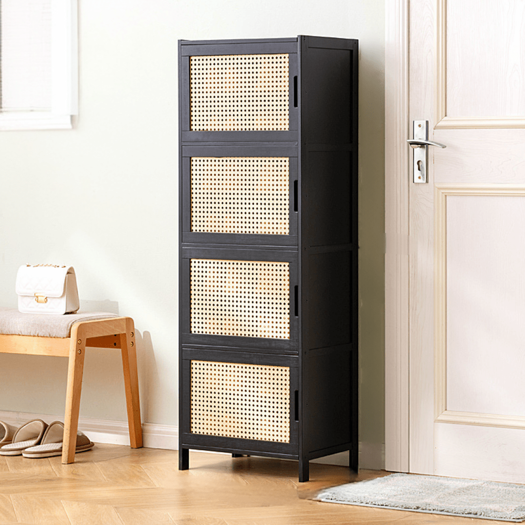Multi-Purpose Bamboo Wood Storage Cabinet (Black-43cm)