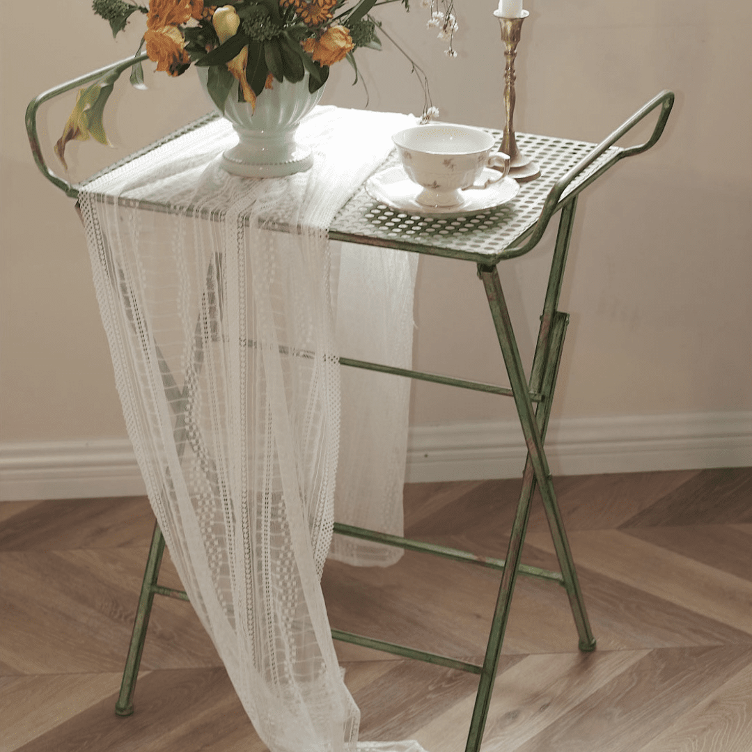 Retro Wrought Iron Folding Side Table