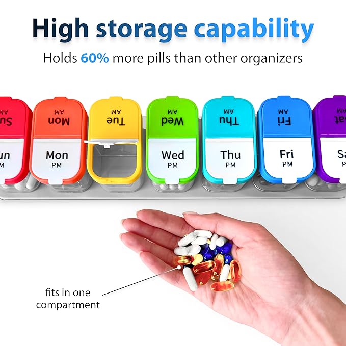 7-Compartments Twice-A-Day Portable Medicine Organizer(Pack of 1)