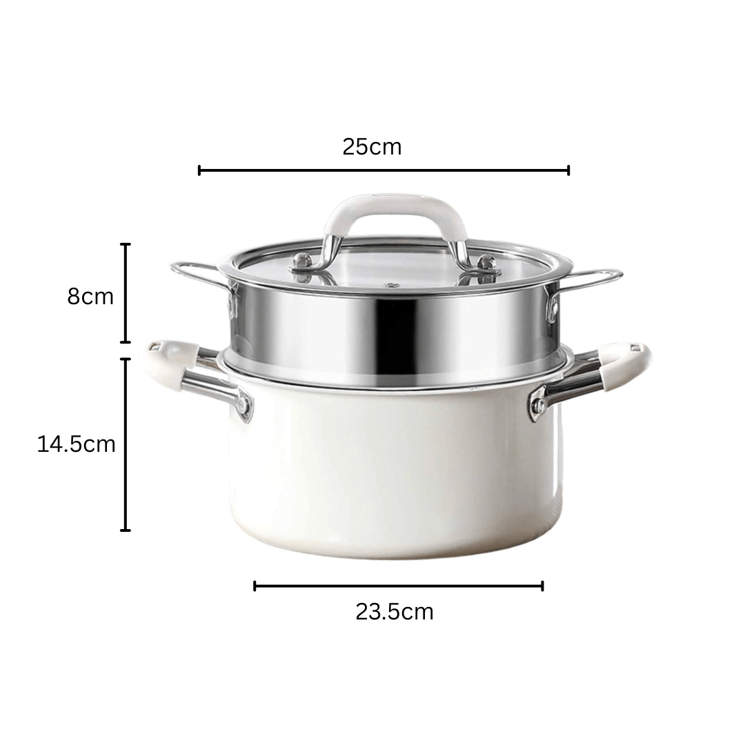 Multi-Purpose Stainless Steel Cooking Pot with Ceramic Exterior(6.5L)