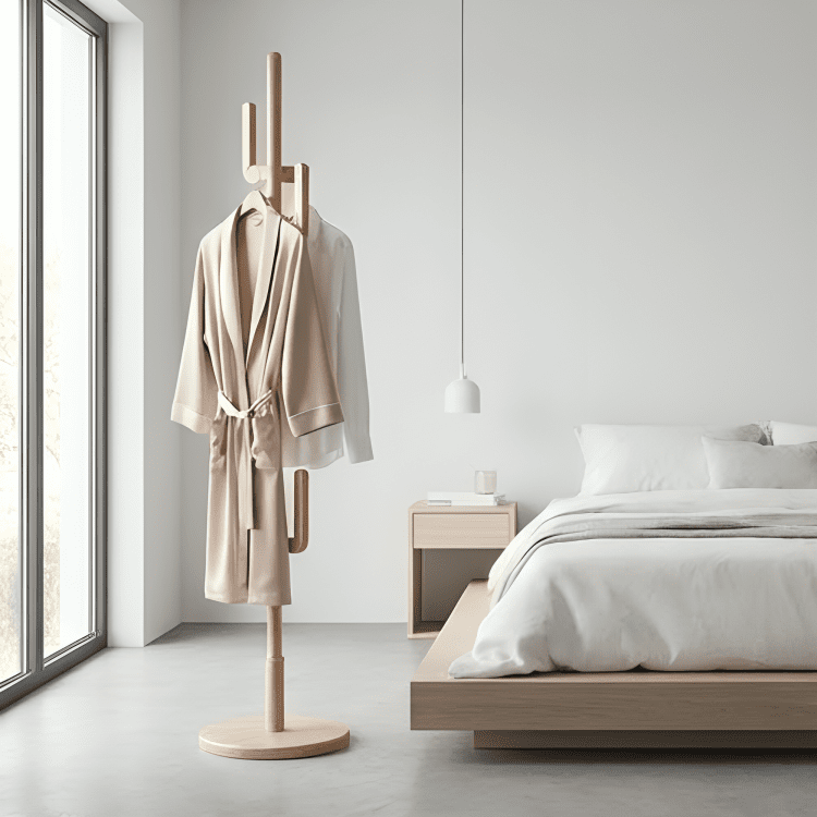 Solid Wood Freestanding Clothes Hanger Stand