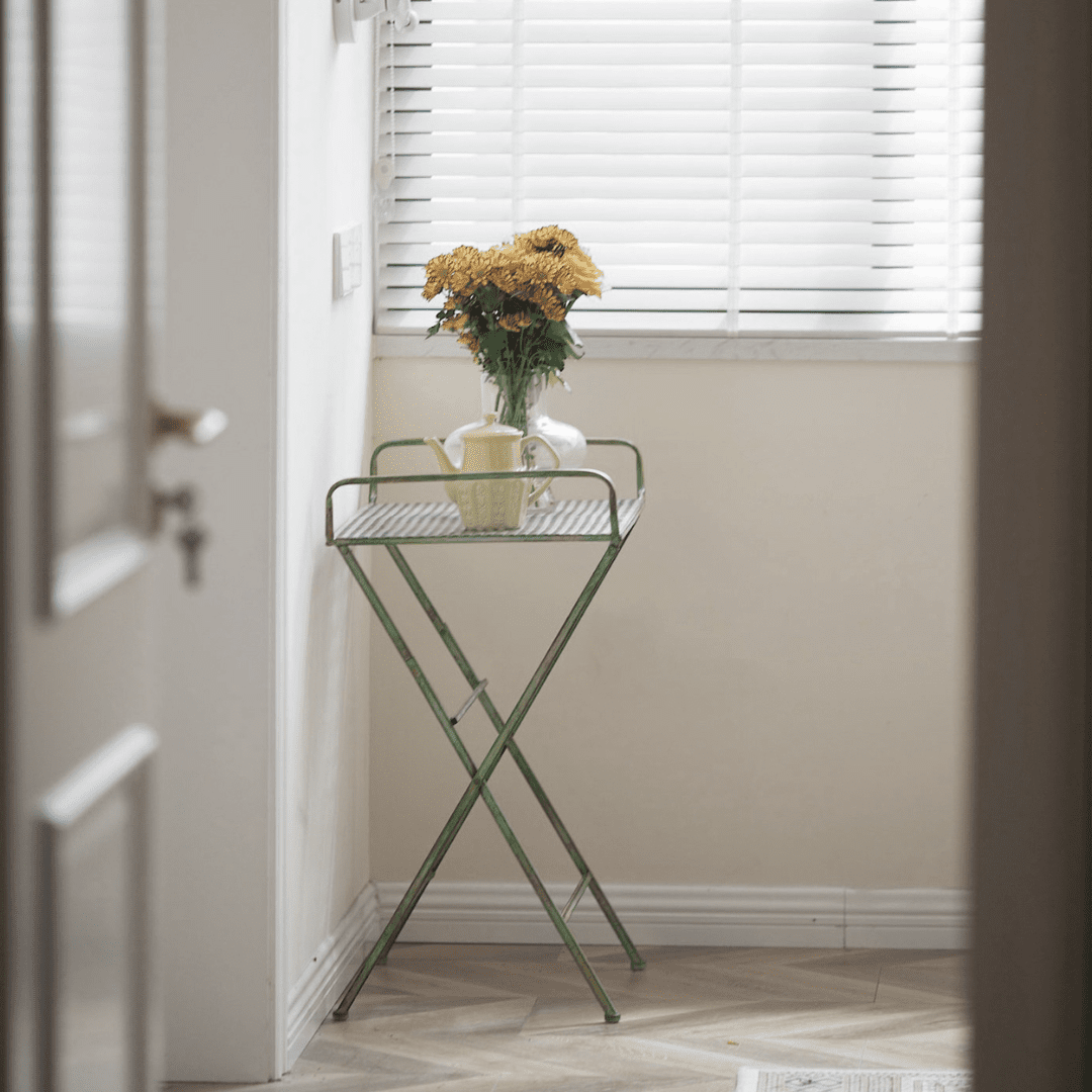 Retro Wrought Iron Folding Side Table