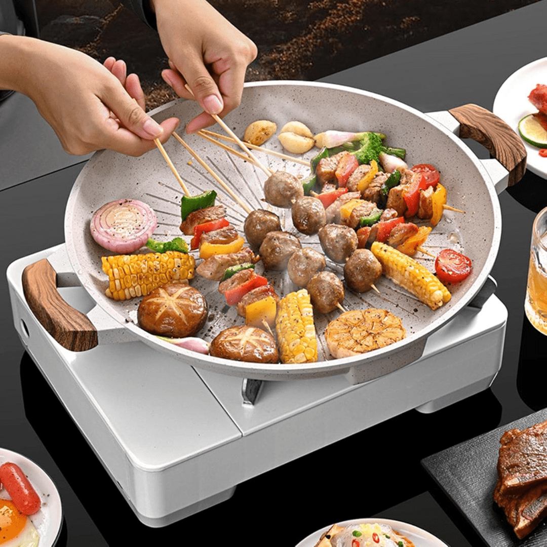 Non-Stick Aluminum Medical Stone Grill Pan(33cm)