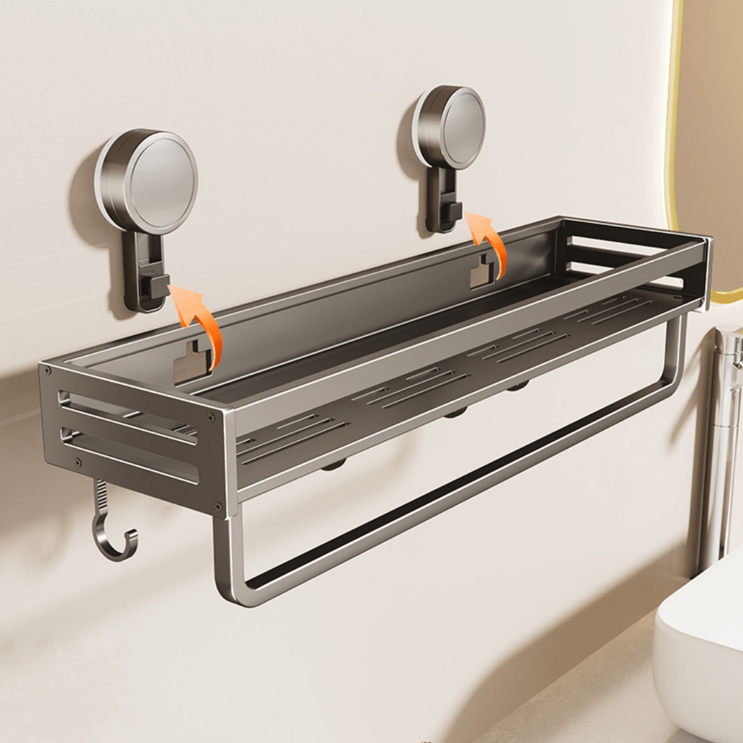 Punch-Free Suction Cup Wall-Mounted Bathroom Storage Rack