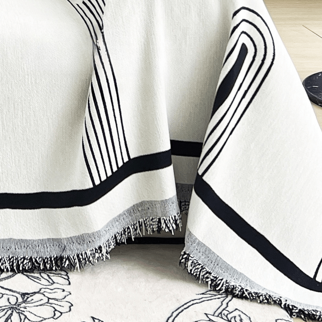 Off White & Grey Elegance Chenille Sofa Cover