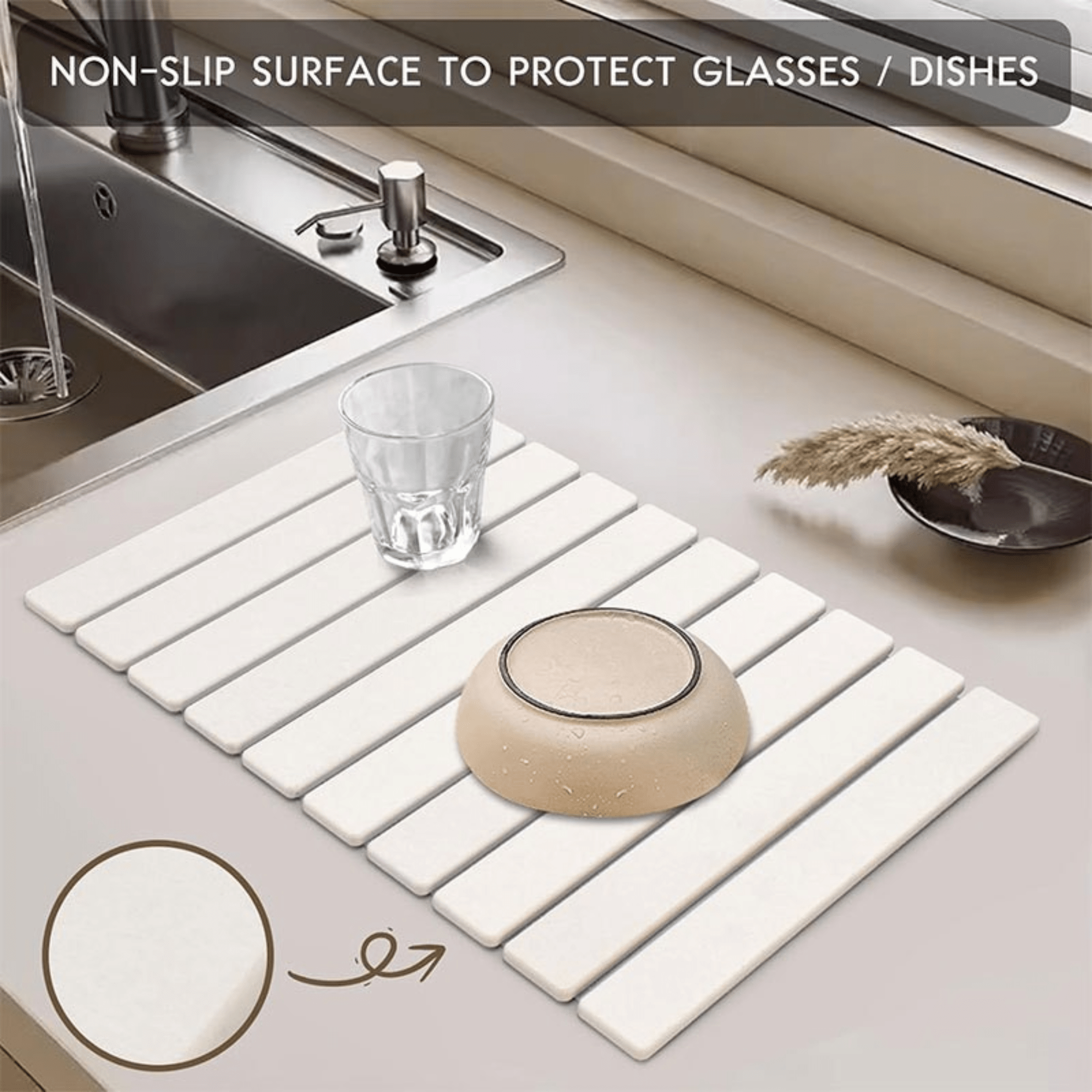 Foldable Super Absorbent Stone Non-Slip Multi-Purpose Drying Mat (60x39cm)