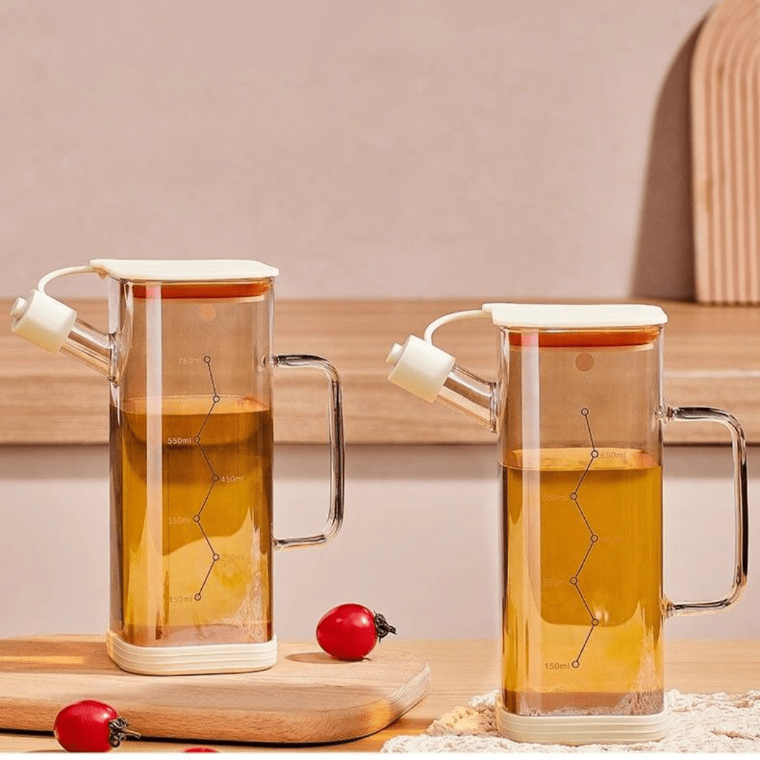 Multi-Functional Oil Glass Dispenser with Silicone Guard