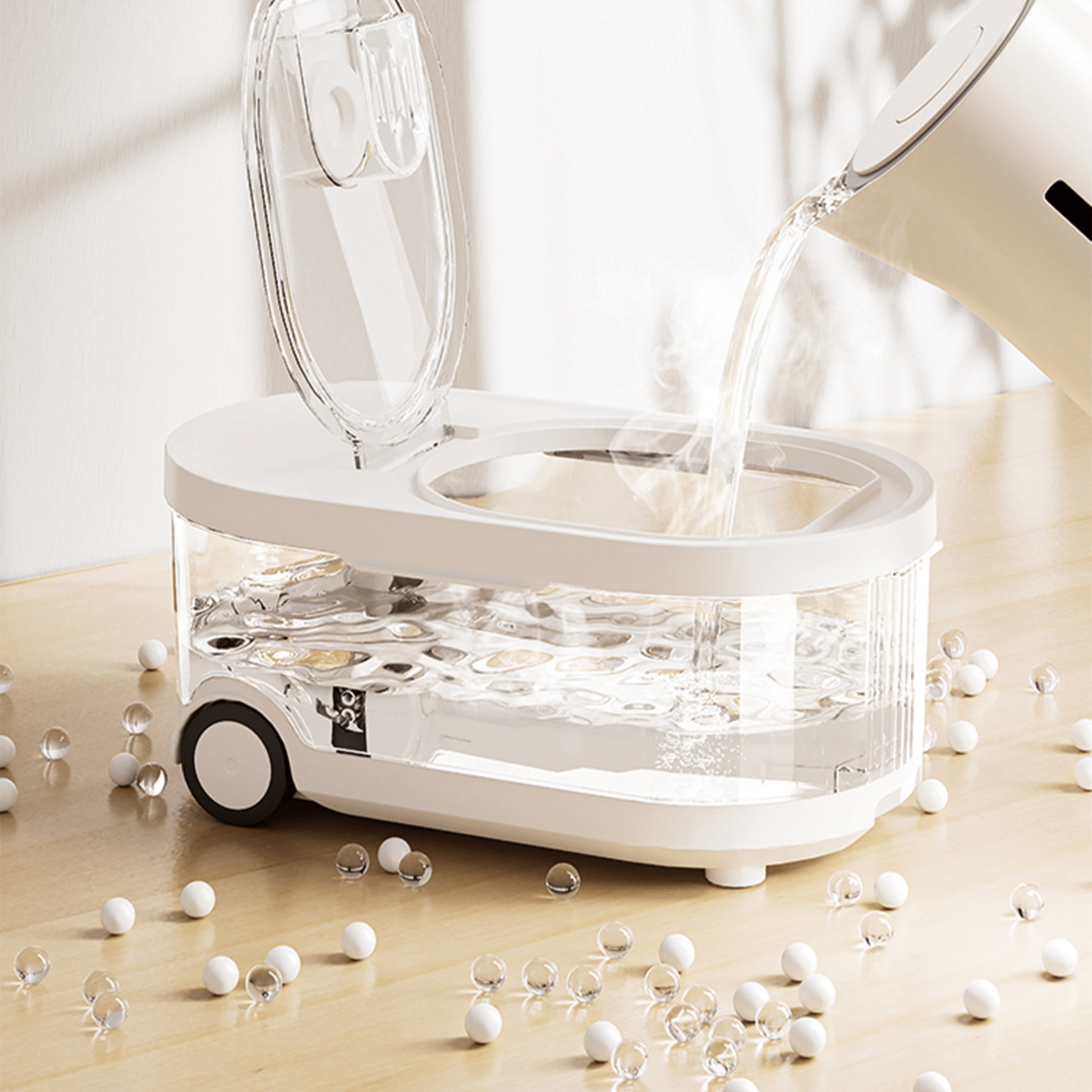 Sealed Rice Storage Container with Measuring Cup & Wheels