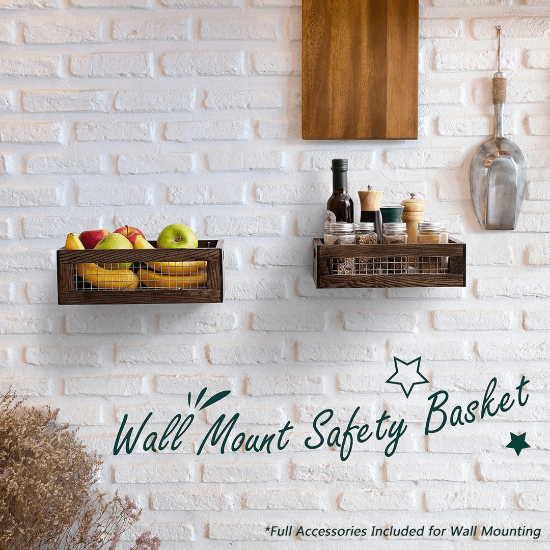 Rustic Wooden Storage Baskets – Set of 2