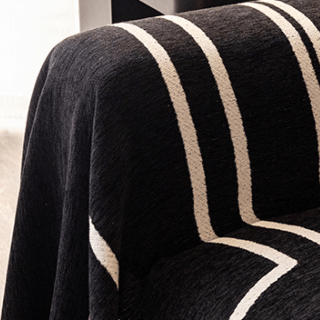 Geometric Print Black Elegance Chenille Sofa Cover