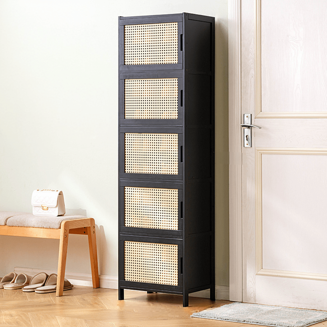 Multi-Purpose Bamboo Wood Storage Cabinet (Black-43cm)
