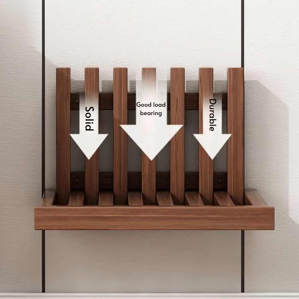 Solid Wood Foldable Wall-Mounted Shoe Changing Bench