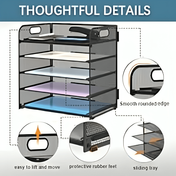 Sleek 4-Tier Desk Organizer With Portable Handle