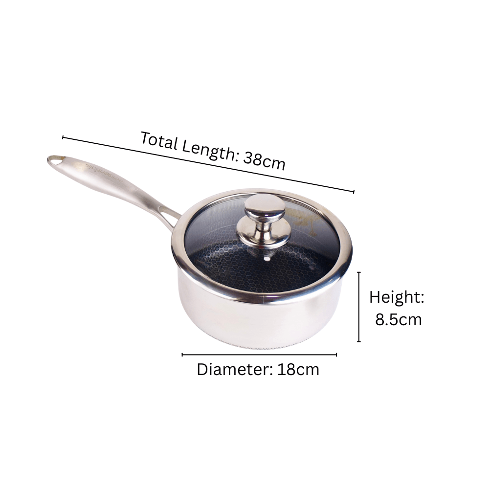 Stainless Steel Multi-Purpose Honeycomb Frying Pan With Lid(18cm)