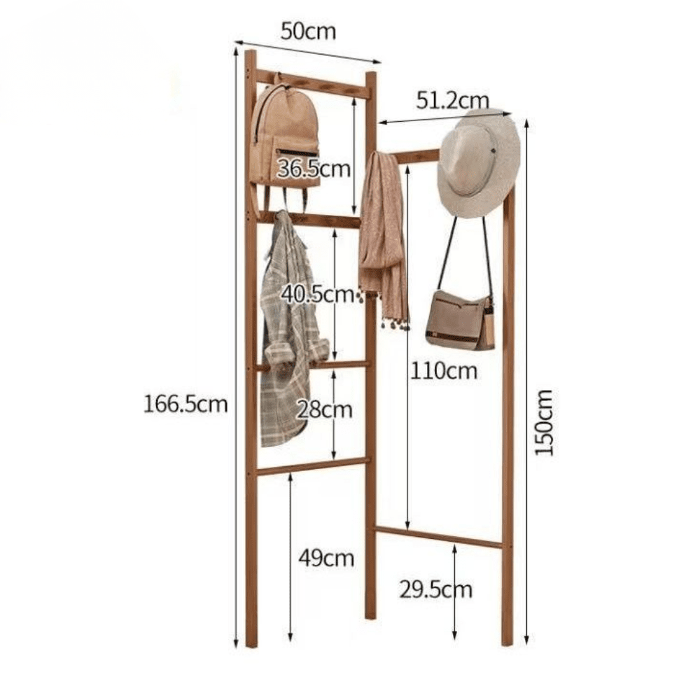 Space-Saving Corner Mounted Bamboo Clothes Rack