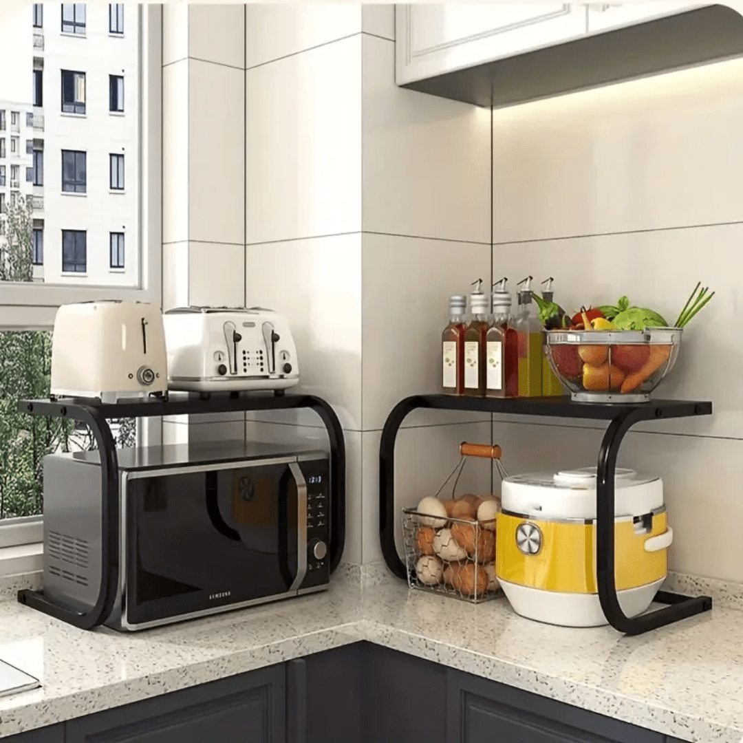 Multi-Purpose Space-Saving Kitchen Microwave Rack