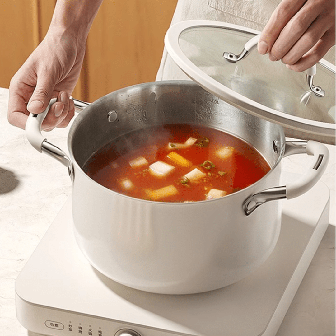Multi-Purpose Stainless Steel Cooking Pot with Ceramic Exterior(6.5L)