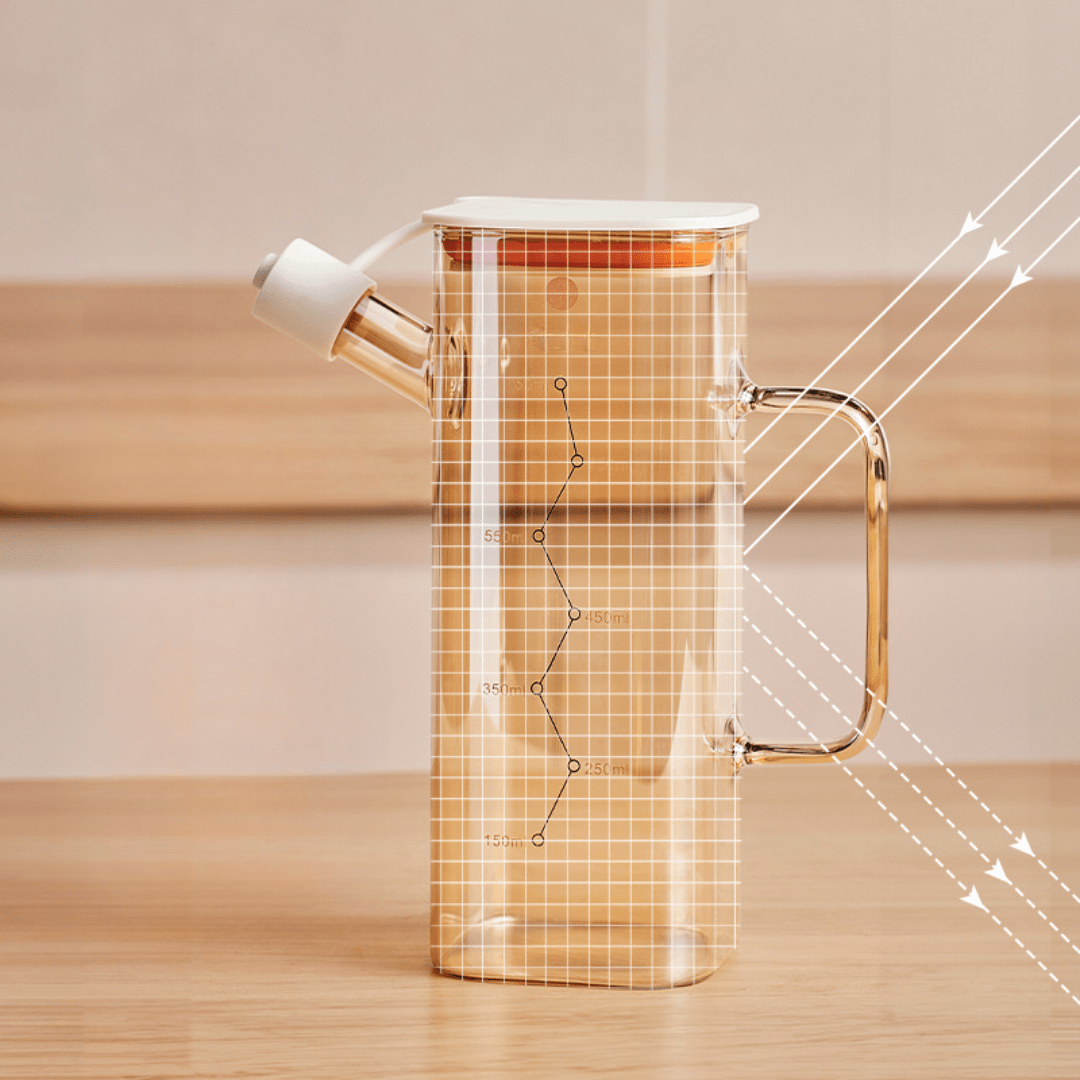 Multi-Functional Oil Glass Dispenser with Silicone Guard